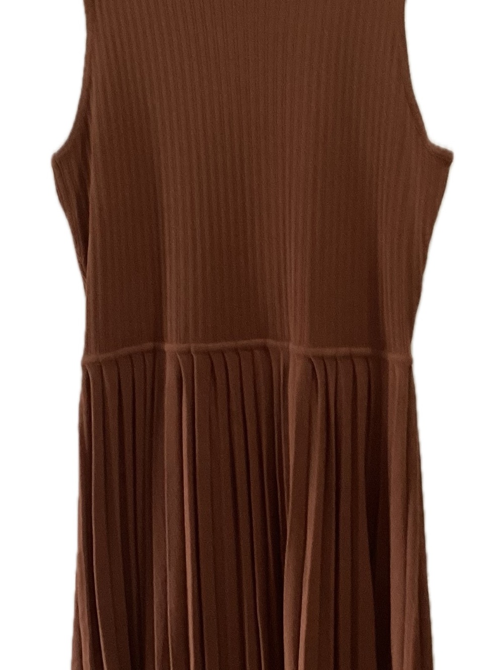 Sleeveless Brown Pleated Midi Dress